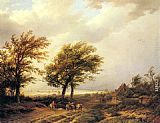 Travellers in an Extensive Landscape with a Town Beyond by Willem Bodemann
